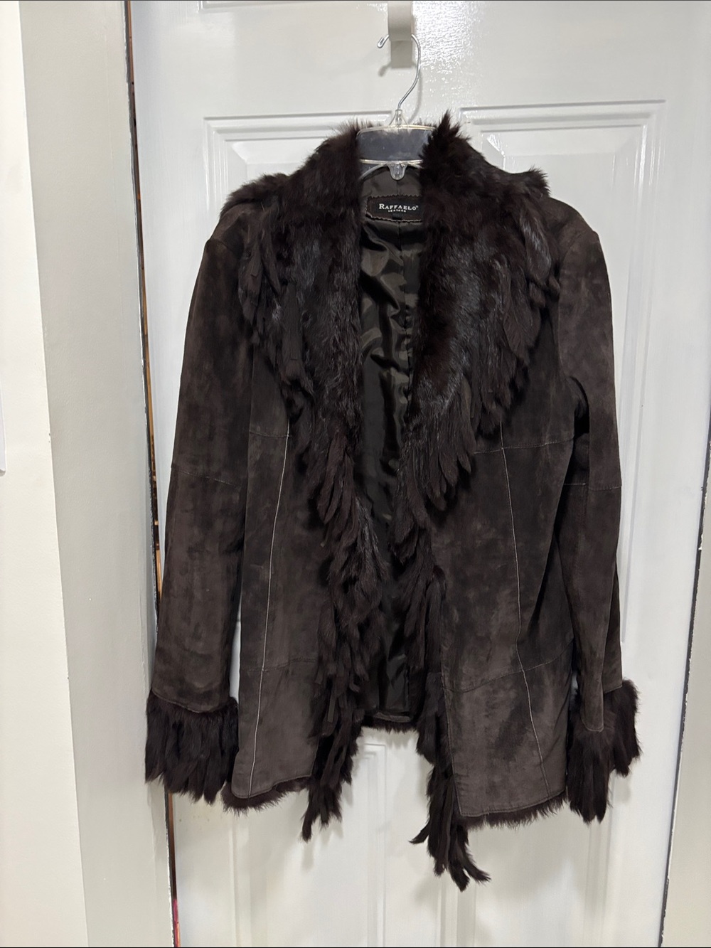 Ralph Lauren Dark Brown Suede Jacket with Fur Trim